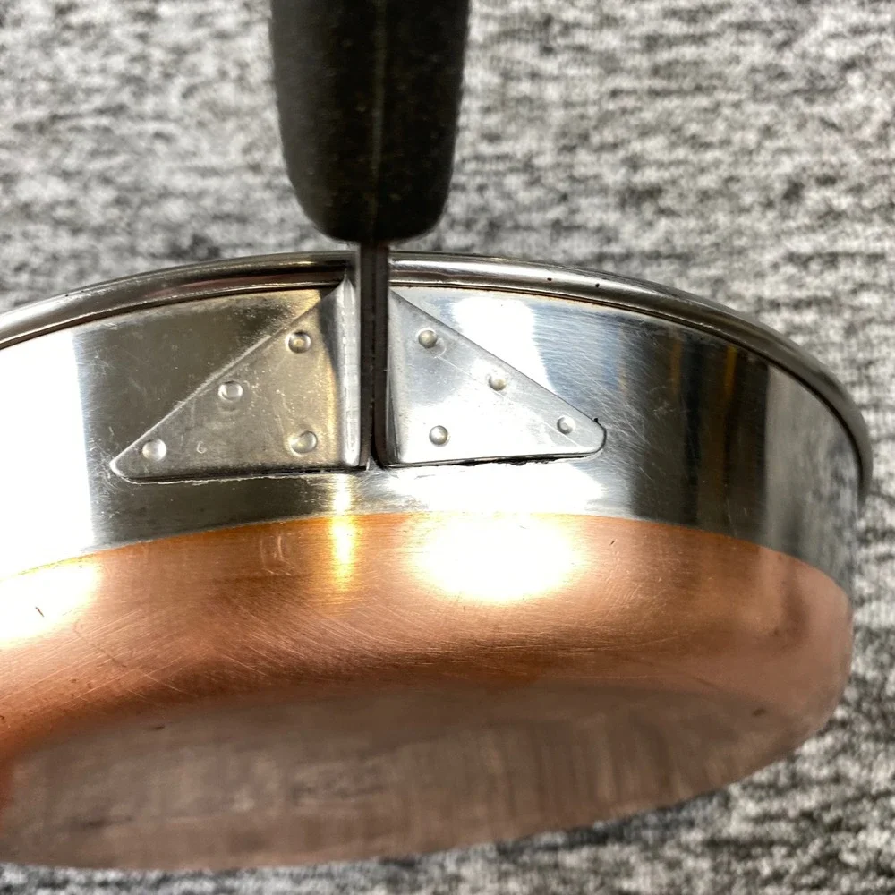 Vintage Revere Ware 1801 8 Inch Skillet Lid Copper Clad Double Ring USA Pre 1968
